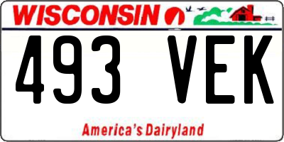 WI license plate 493VEK