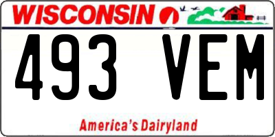 WI license plate 493VEM
