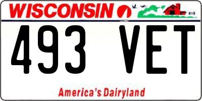WI license plate 493VET