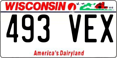 WI license plate 493VEX