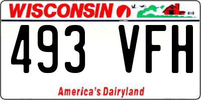 WI license plate 493VFH