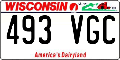 WI license plate 493VGC