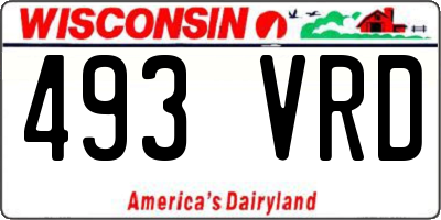 WI license plate 493VRD