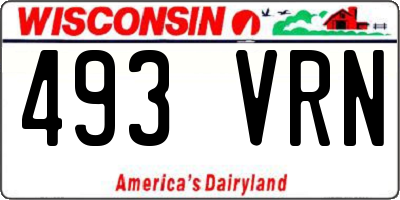 WI license plate 493VRN
