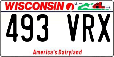 WI license plate 493VRX