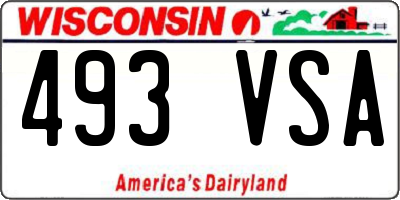 WI license plate 493VSA
