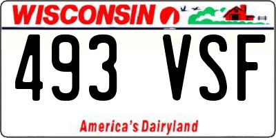 WI license plate 493VSF