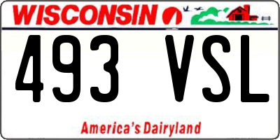 WI license plate 493VSL