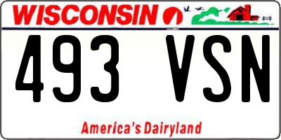 WI license plate 493VSN