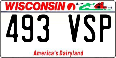 WI license plate 493VSP