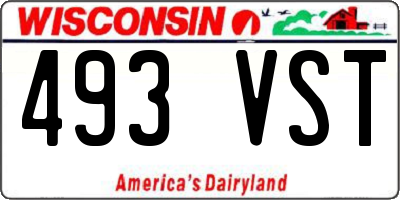 WI license plate 493VST