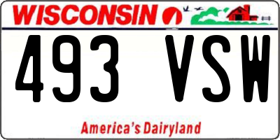 WI license plate 493VSW
