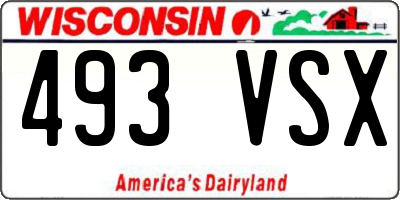 WI license plate 493VSX