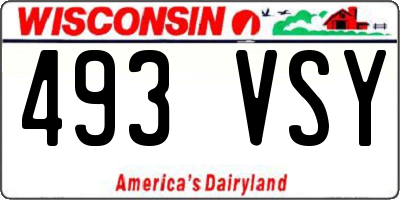 WI license plate 493VSY