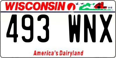 WI license plate 493WNX