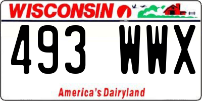 WI license plate 493WWX