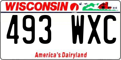 WI license plate 493WXC
