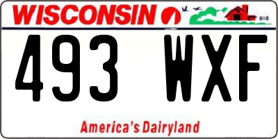 WI license plate 493WXF