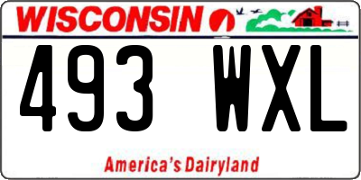 WI license plate 493WXL