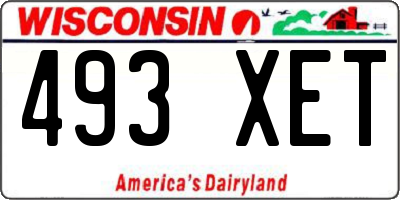 WI license plate 493XET