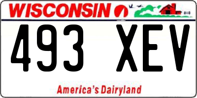 WI license plate 493XEV