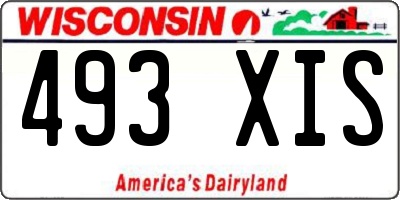 WI license plate 493XIS