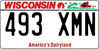 WI license plate 493XMN