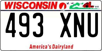 WI license plate 493XNU
