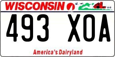 WI license plate 493XOA