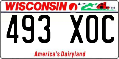 WI license plate 493XOC