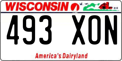 WI license plate 493XON