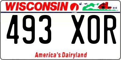 WI license plate 493XOR