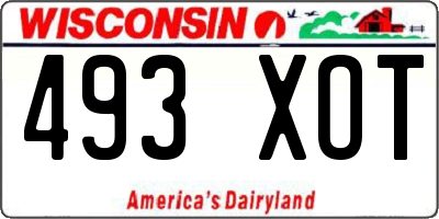 WI license plate 493XOT