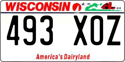 WI license plate 493XOZ