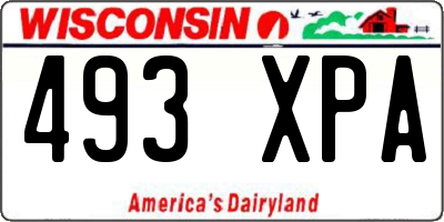 WI license plate 493XPA