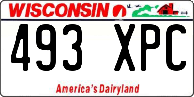 WI license plate 493XPC