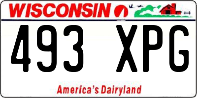 WI license plate 493XPG