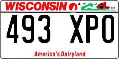 WI license plate 493XPO