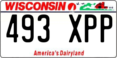WI license plate 493XPP