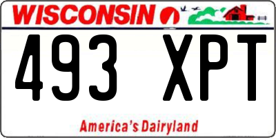 WI license plate 493XPT