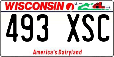 WI license plate 493XSC