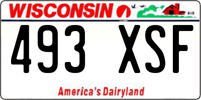 WI license plate 493XSF