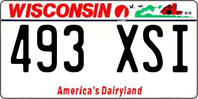 WI license plate 493XSI