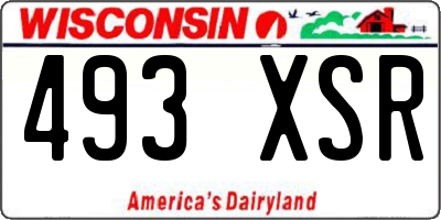 WI license plate 493XSR
