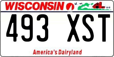 WI license plate 493XST