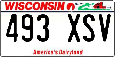 WI license plate 493XSV