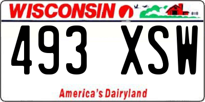 WI license plate 493XSW