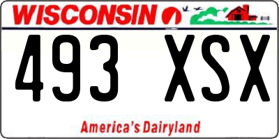 WI license plate 493XSX