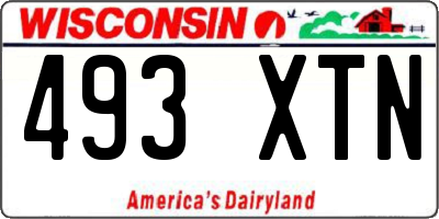 WI license plate 493XTN