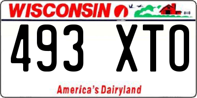 WI license plate 493XTO